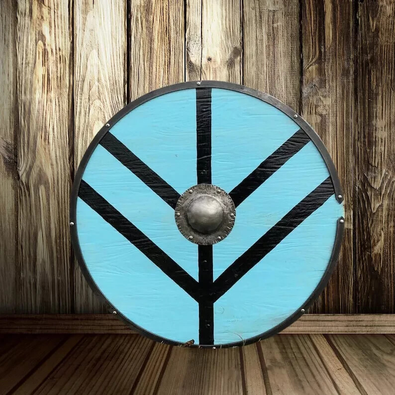 Sky Blue & Black Painted Beautiful Handmade Home/Wall Decorative Wooden Shield