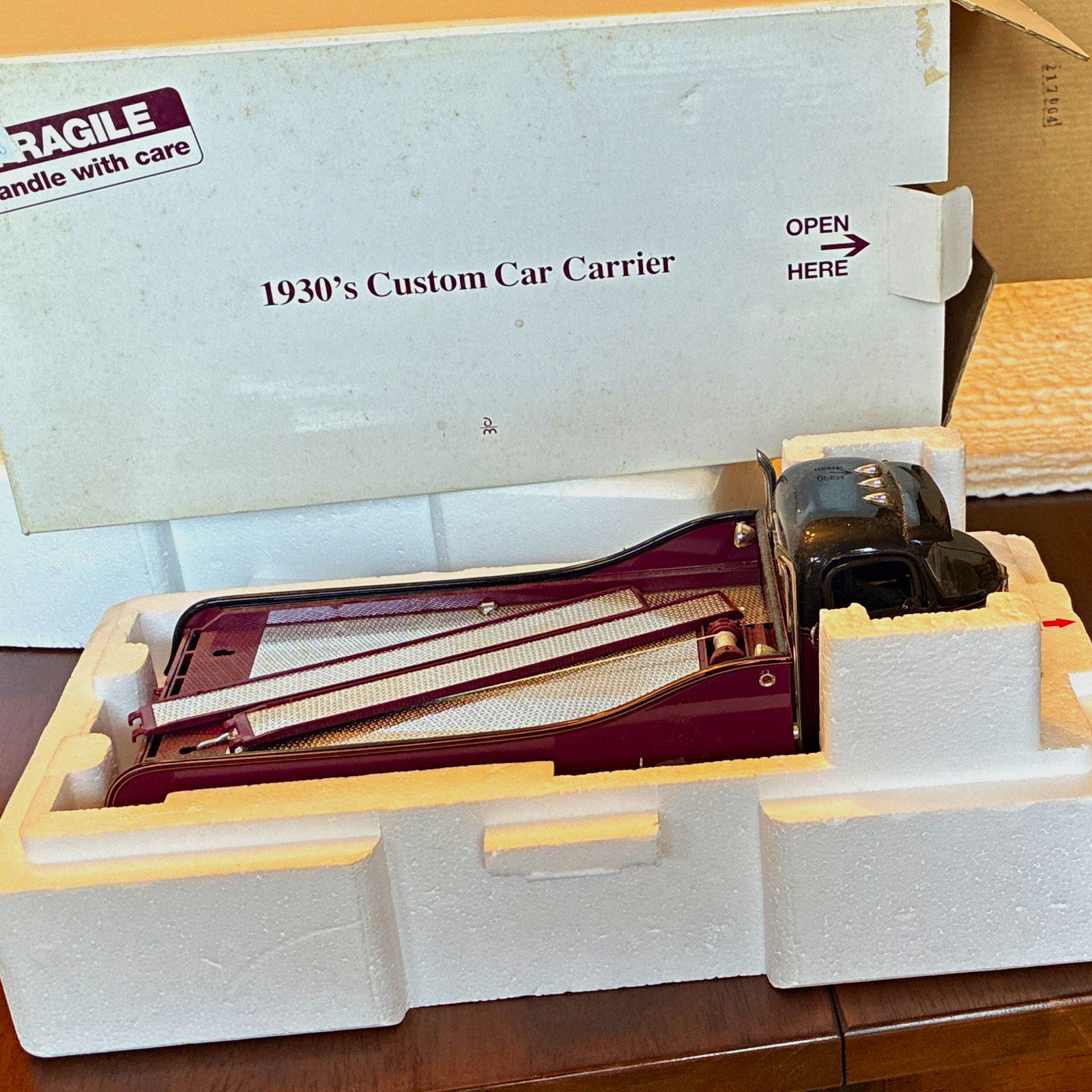 1930s Custom Car Carrier Model Vehicle w/ Box & Foam Packaging