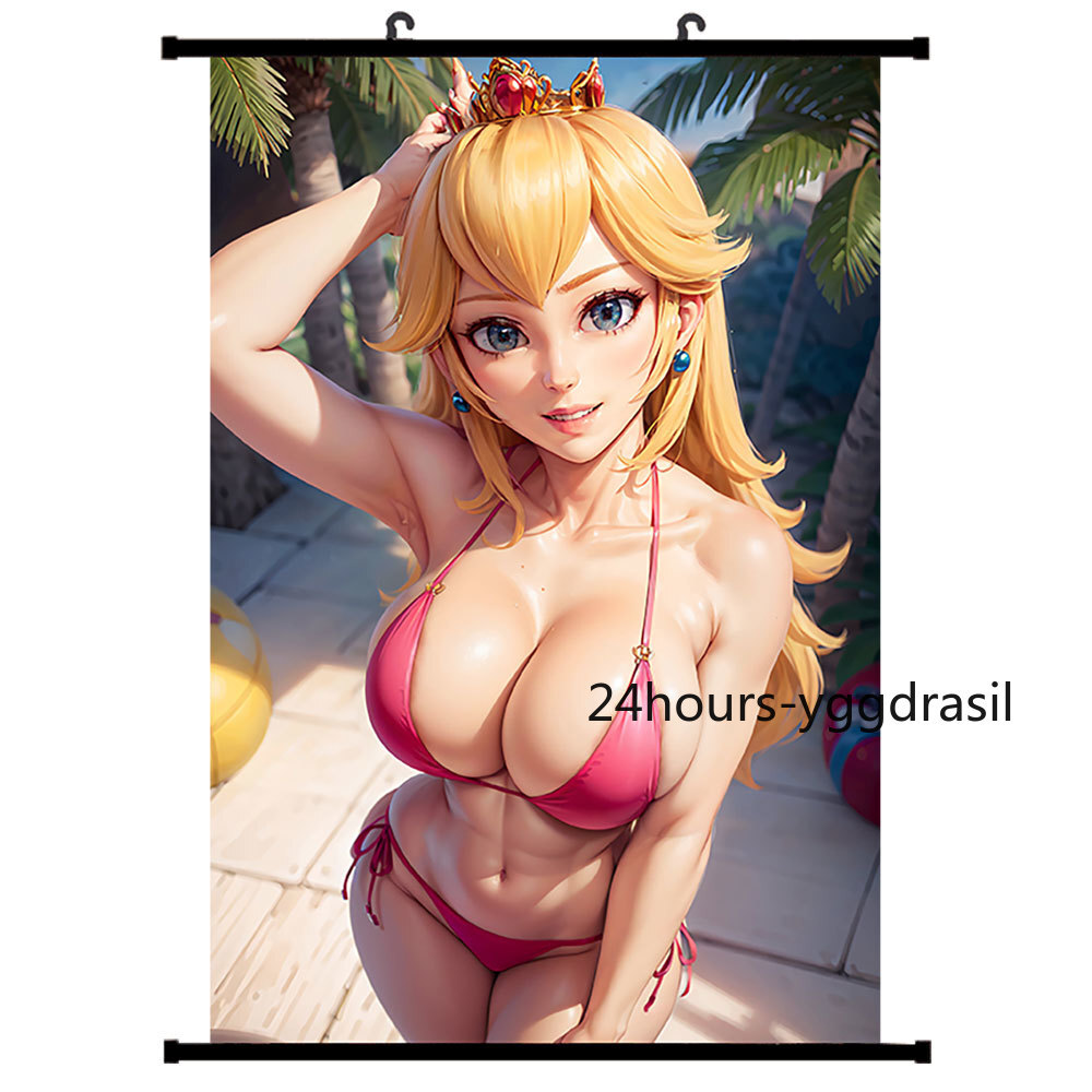 Art Poster Princess Peach Summer Wall Scroll HD Painting Decor 60x90cm