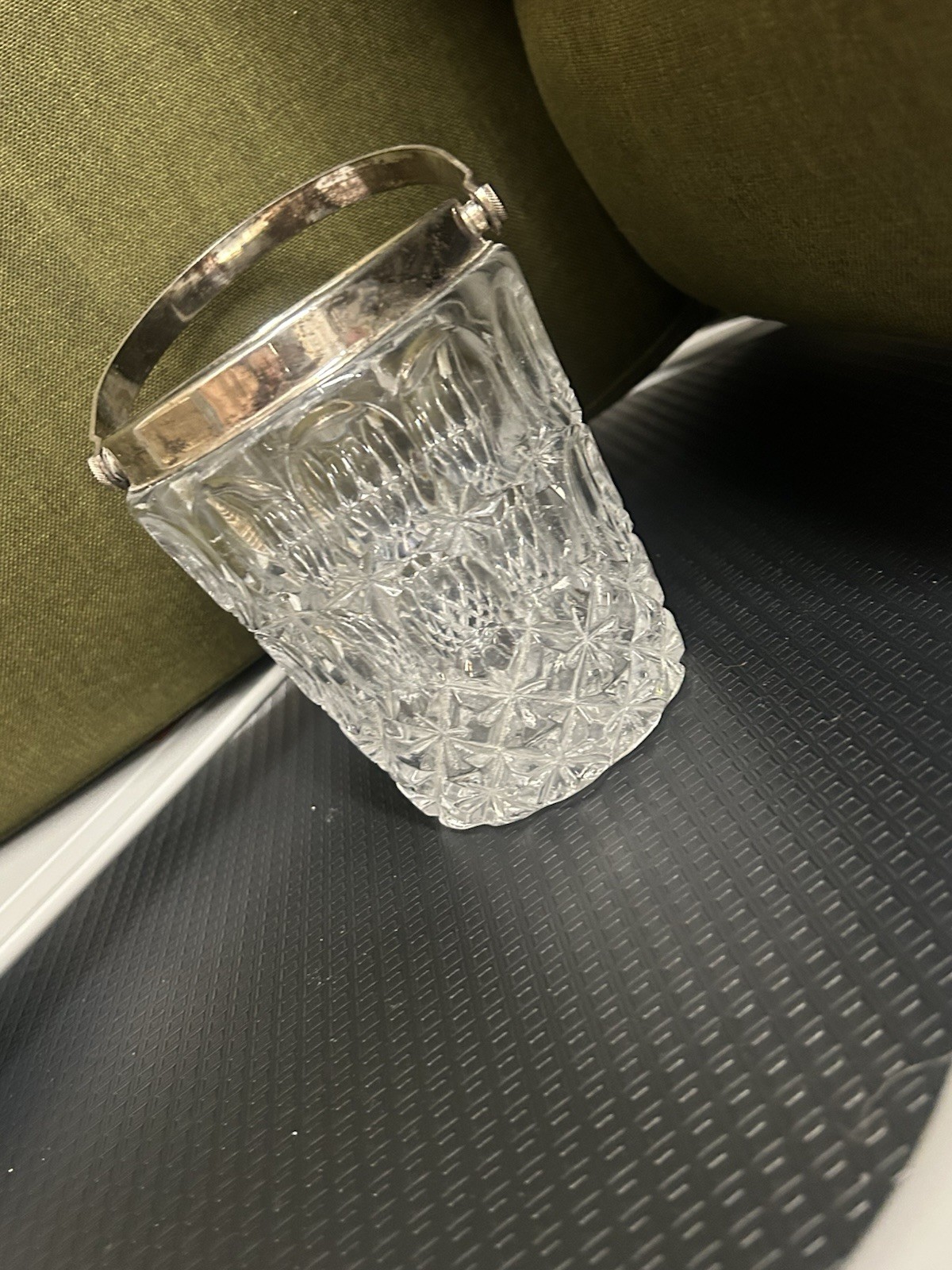 Vintage William Adams lead crystal and silver-plated ice bucket, made in Italy Vintage William Adams lead crystal and silver-plated ice bucket, made in Italy