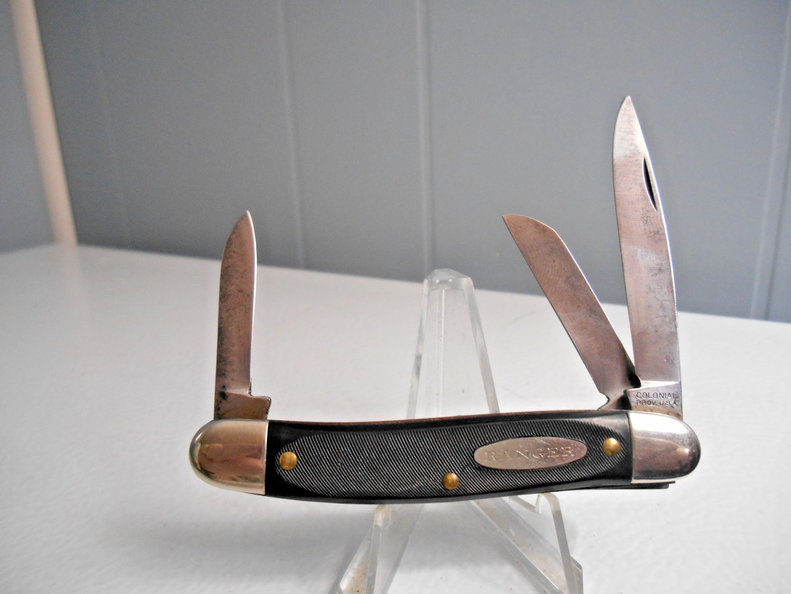 VINTAGE COLONIAL PROV. USA RANGER 3 BLADE POCKET KNIFE