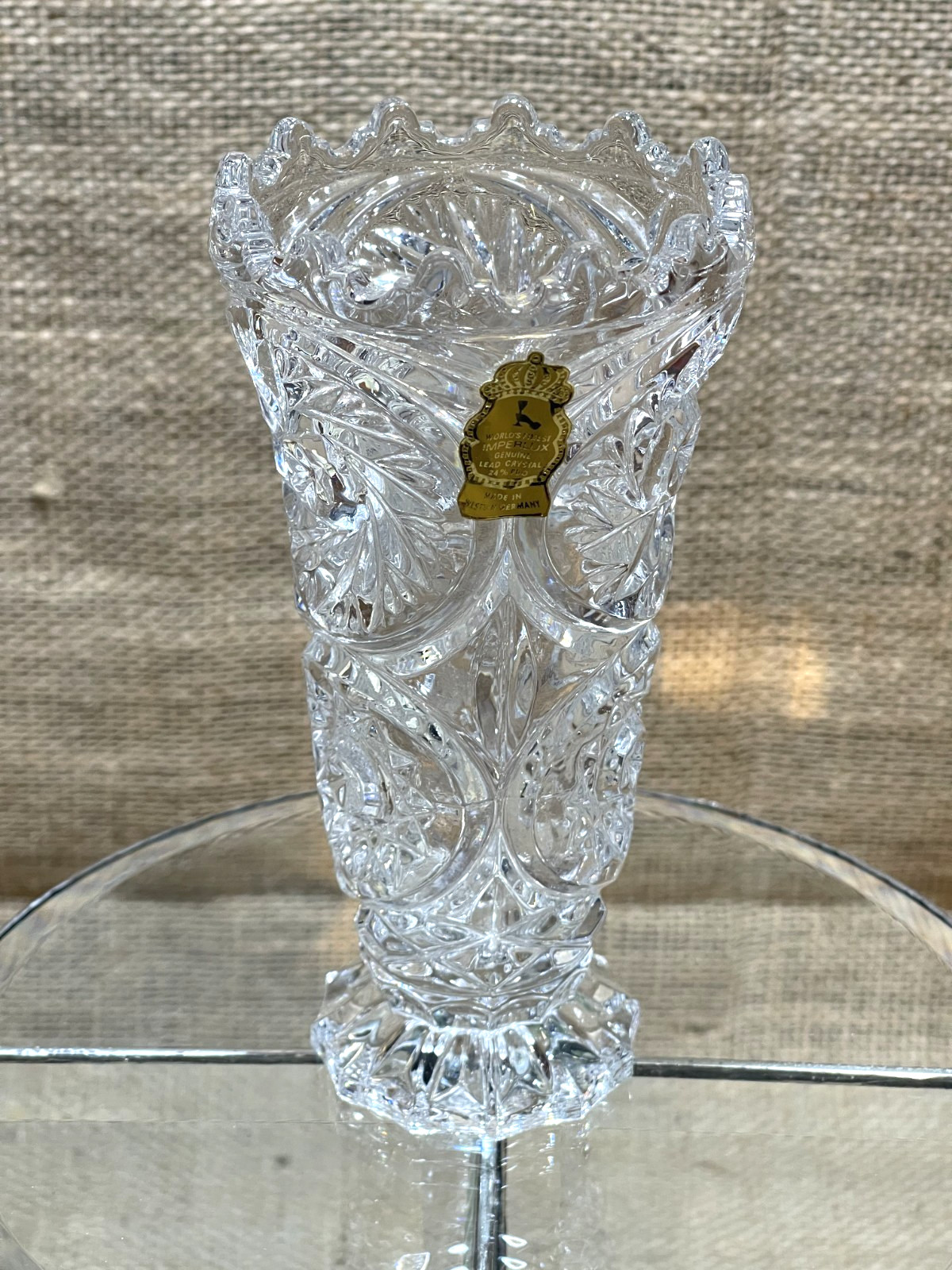 Vintage Imperlux 24% Lead Crystal Bud Vase Western Germany
