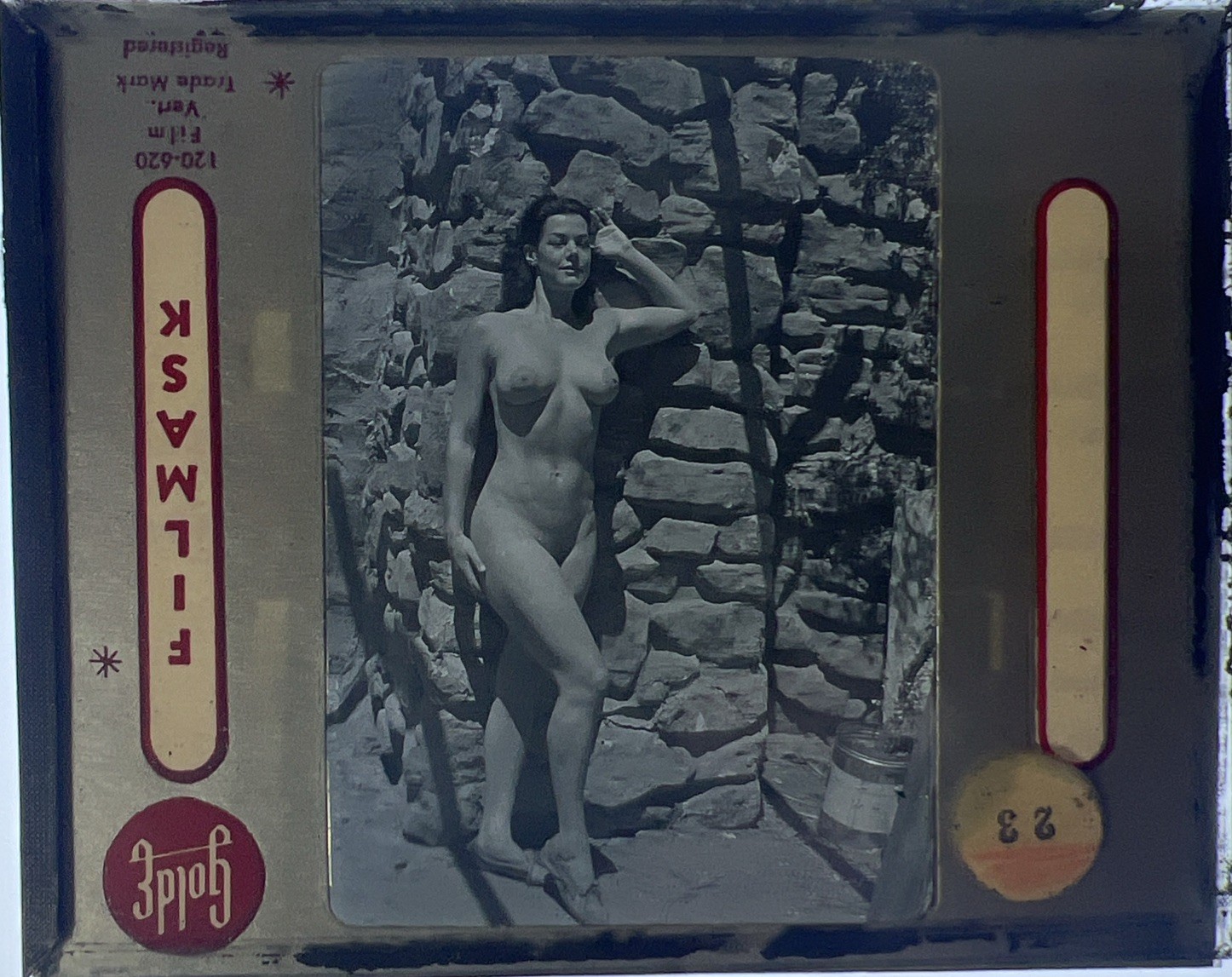 Vintage Original Black White Female Model Glass Photo Slide Photography