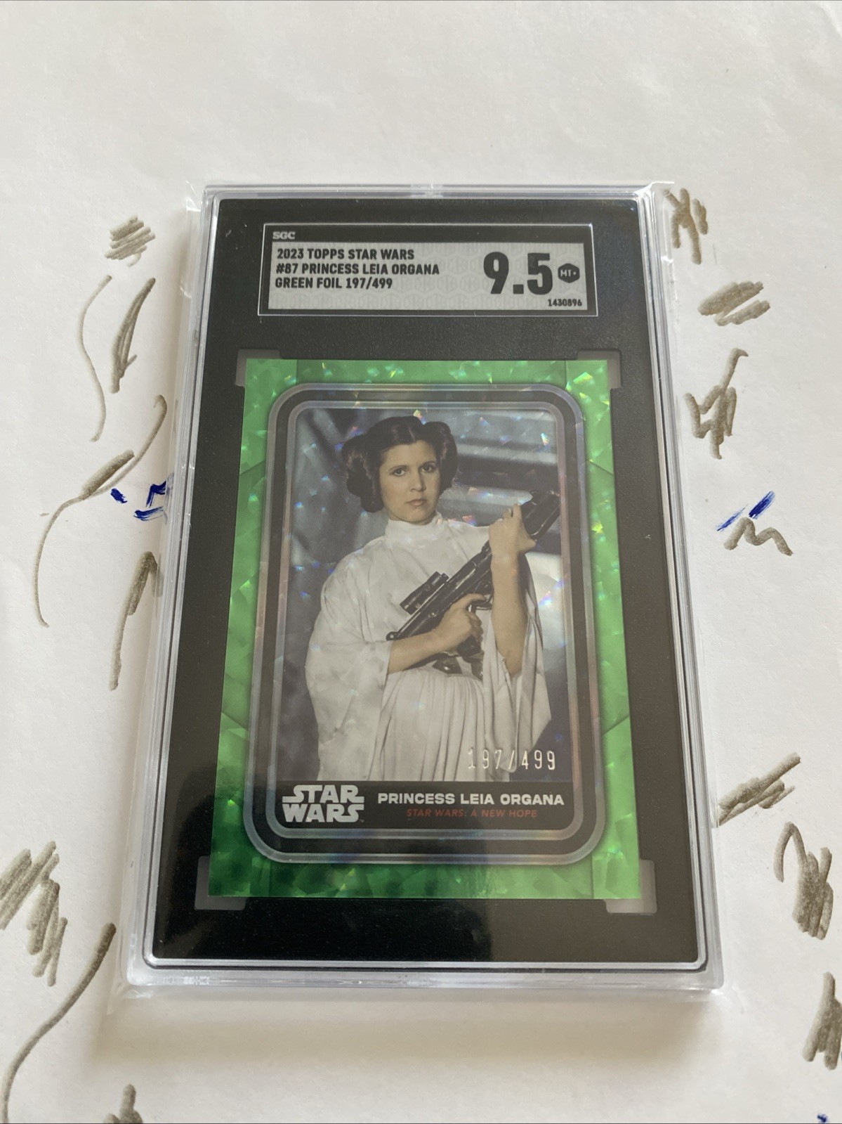 2023 Topps Star Wars #87 Princess Leia Organa SGC 9.5 Green Foil 197/499