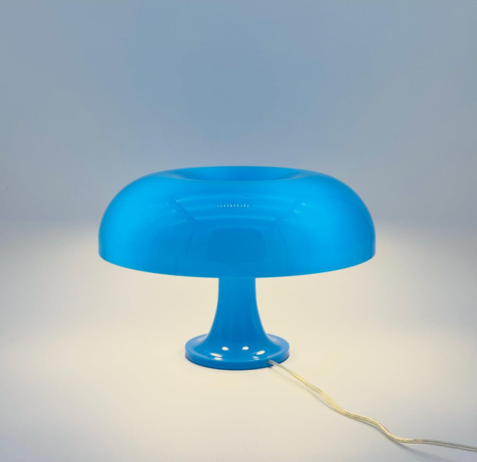 Lámpara Seta Azul de Mesa, Iluminación Retro Moderna para Dormitorio y Salón