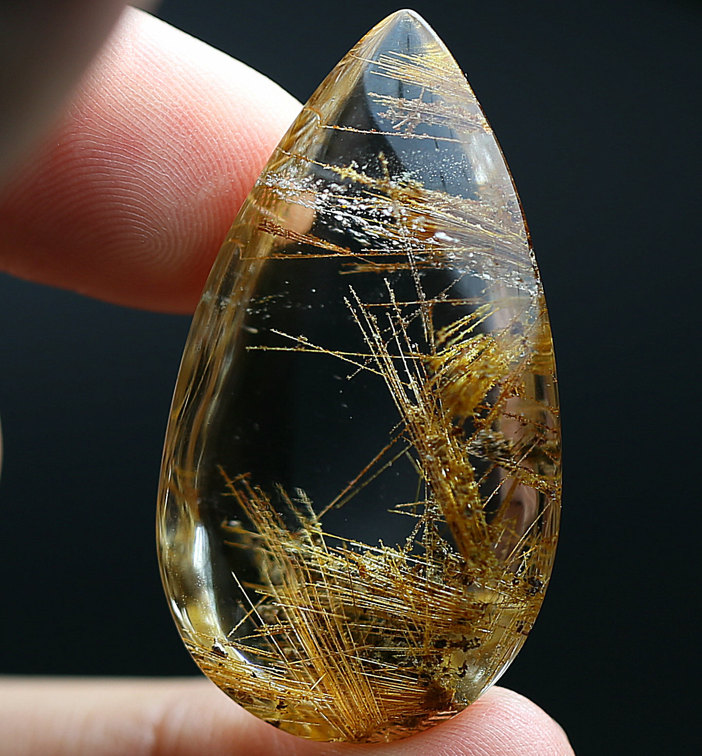 59Ct 100% Natural Golden Sun Rutile And Ghost Crystal Quartz Pendant Polished