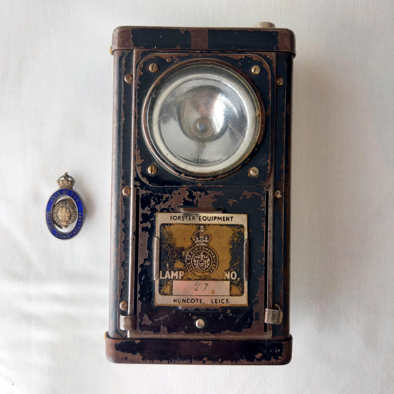 Isle Of Ely Police Constabulary Lamp & Enamel Badge (V Rare)