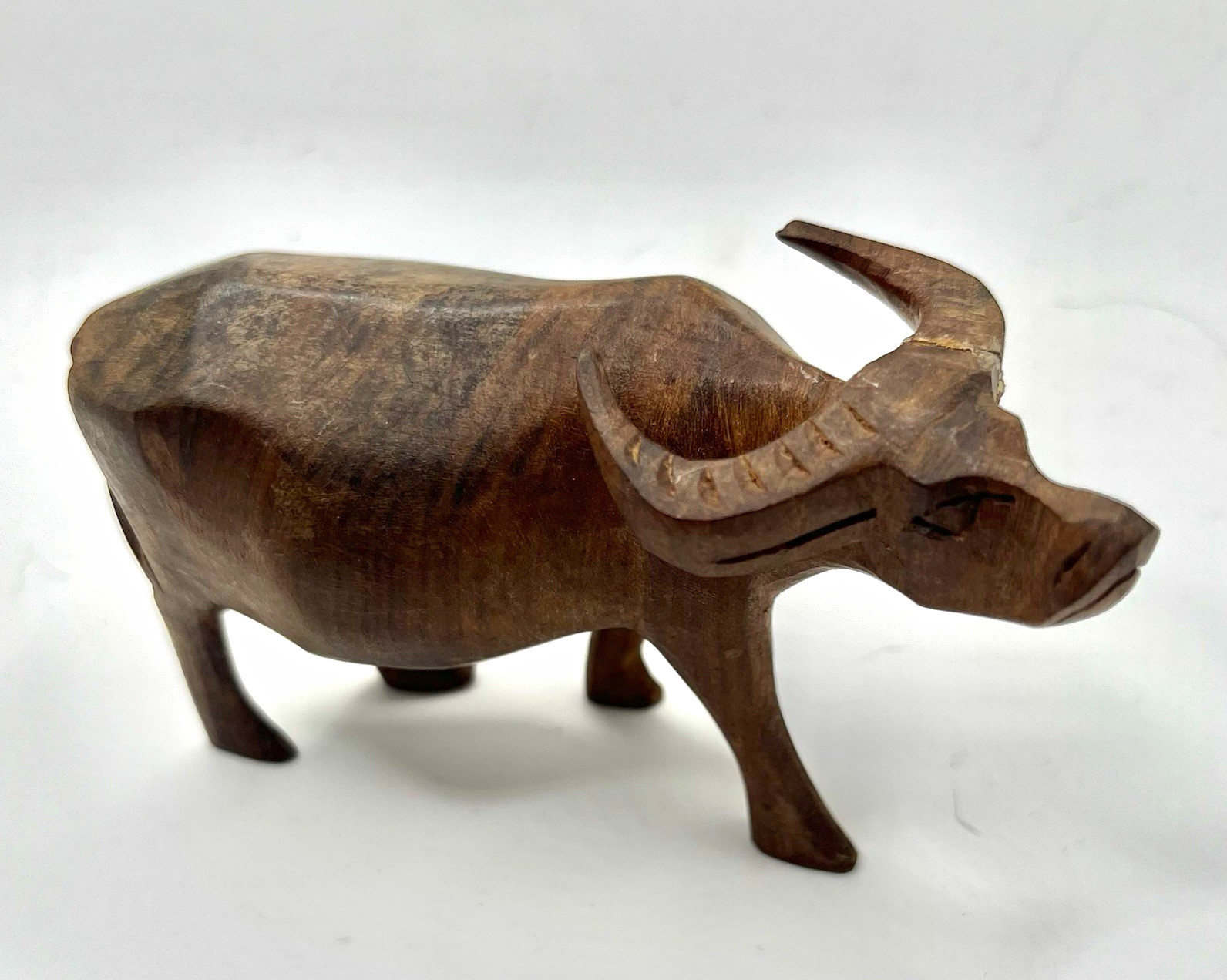 Vintage Wooden Water Buffalo Figurine Wood Animal Sculpture gift hand carved