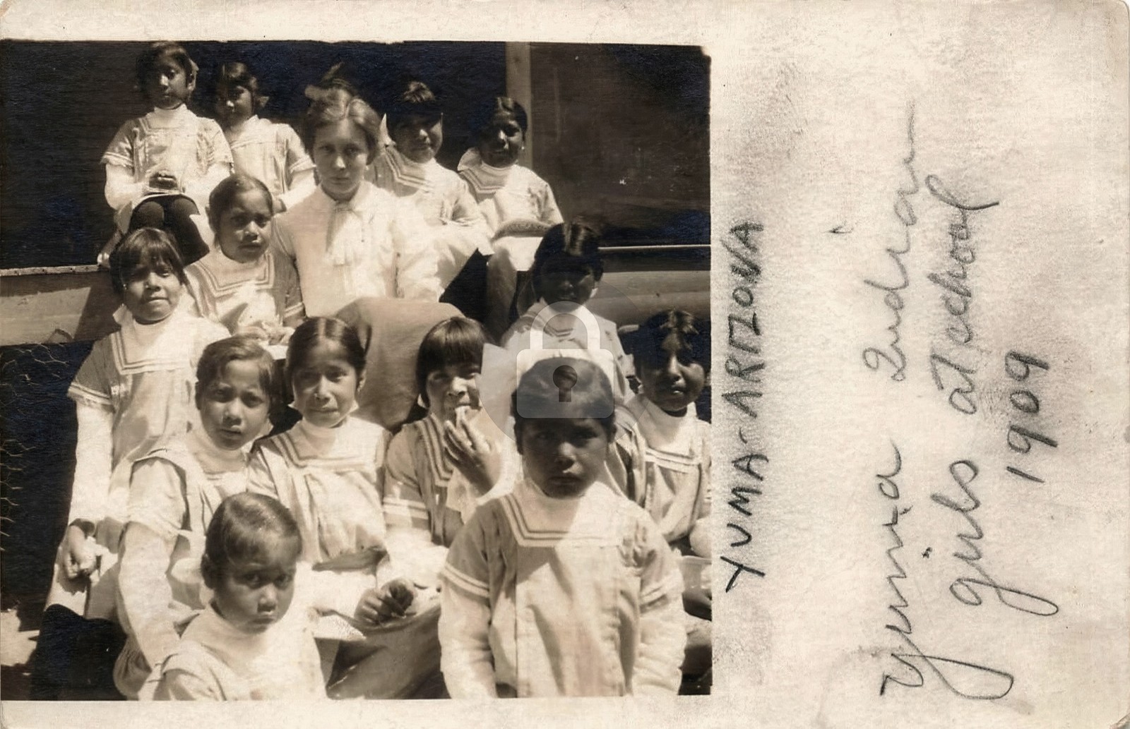 1909 Arizona Indian School Girls Yuma AZ RPPC Photo Postcard COPY 1909 Arizona Indian School Girls Yuma AZ RPPC Photo Postcard COPY