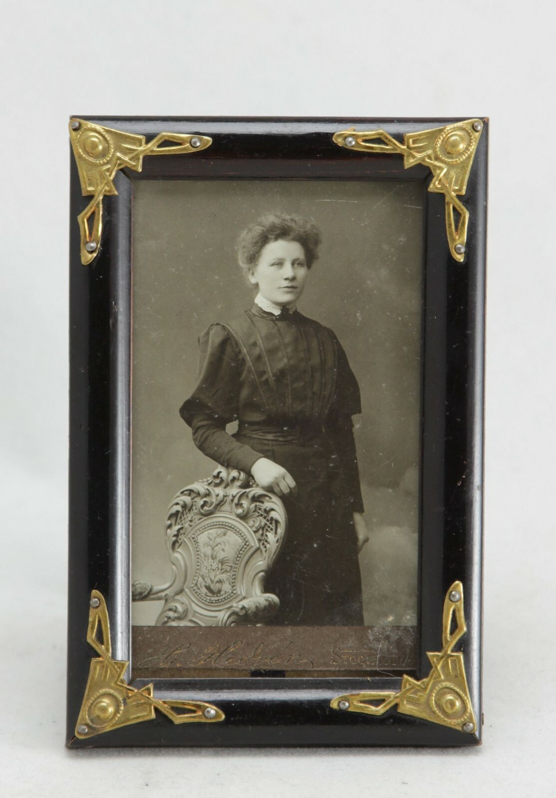 antique art nouveau wooden picture Frame, h. 4.9 inch / 12,5 cm