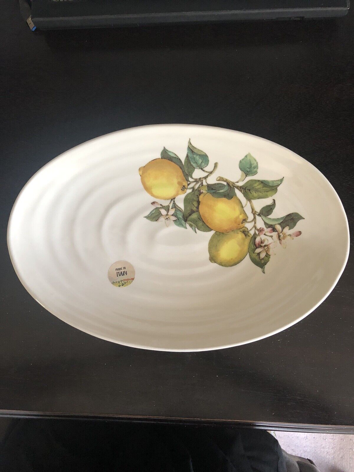 Ceramica Cuore Limone Large Oval Platter Serving Plate Tray 13”x9” Italian NWT