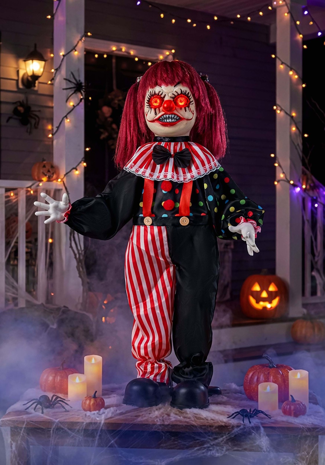 2.5FT Sarah Slight the Creepy Clown Animatronic Decoration