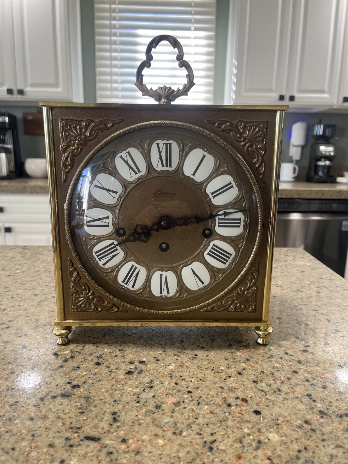 Vintage 1974 Linden Brass And Steel Carriage Clock 340-020 Working Condition