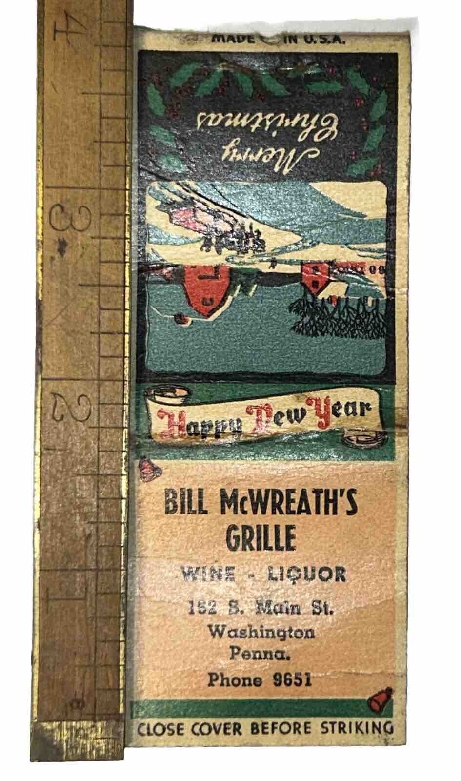 Antique Washington Pennsylvania 1930's Matchbook Wine Liquor Christmas New Years