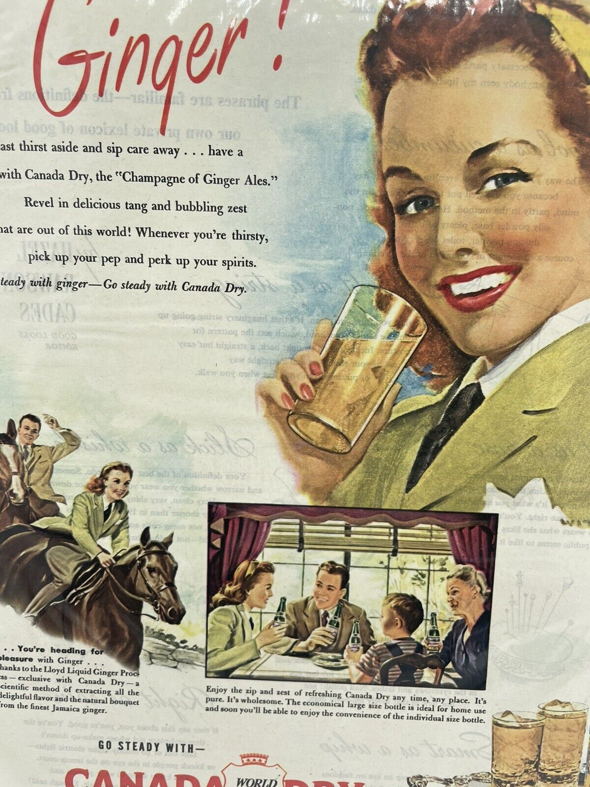 1946 Canada Dry Ginger Ale Inc. Vintage Magazine Print Advertisement .