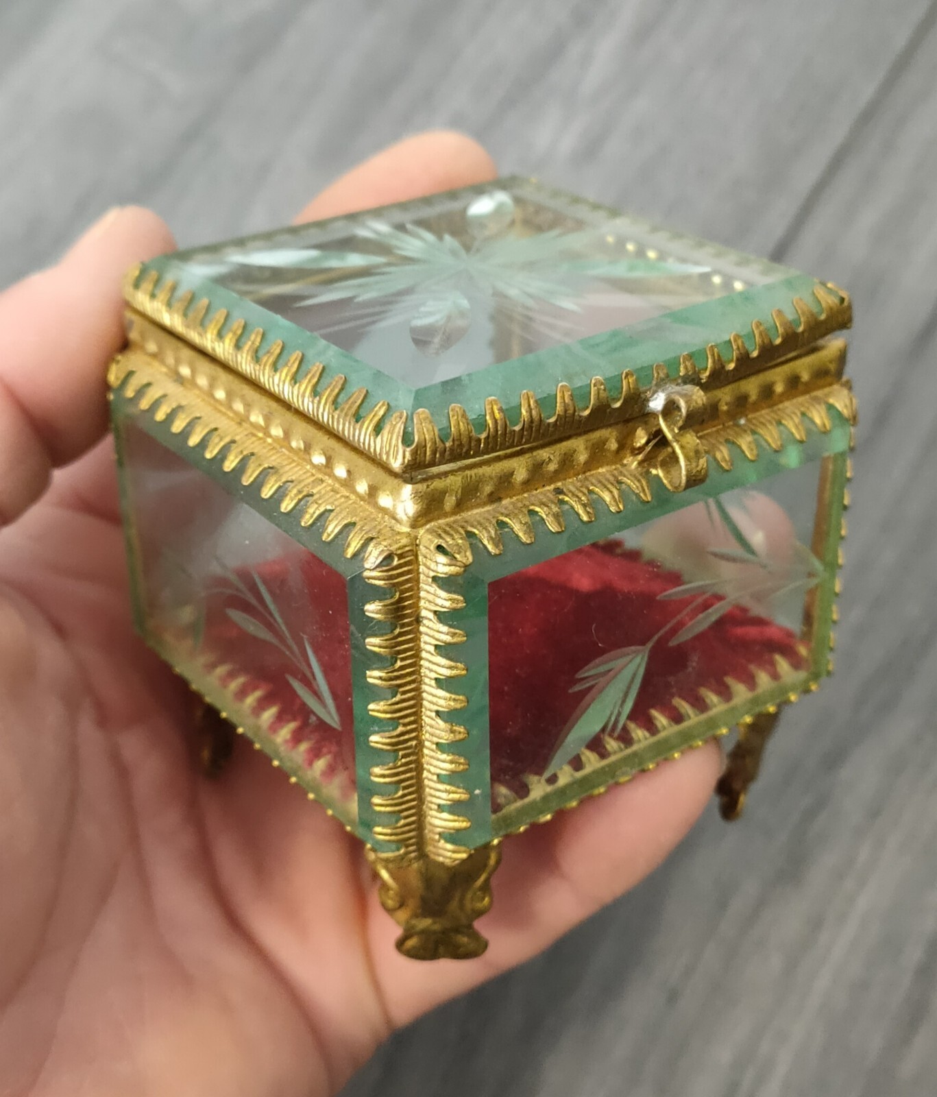 Original Vintage glass jewelry box box from the Soviet Union Ussr