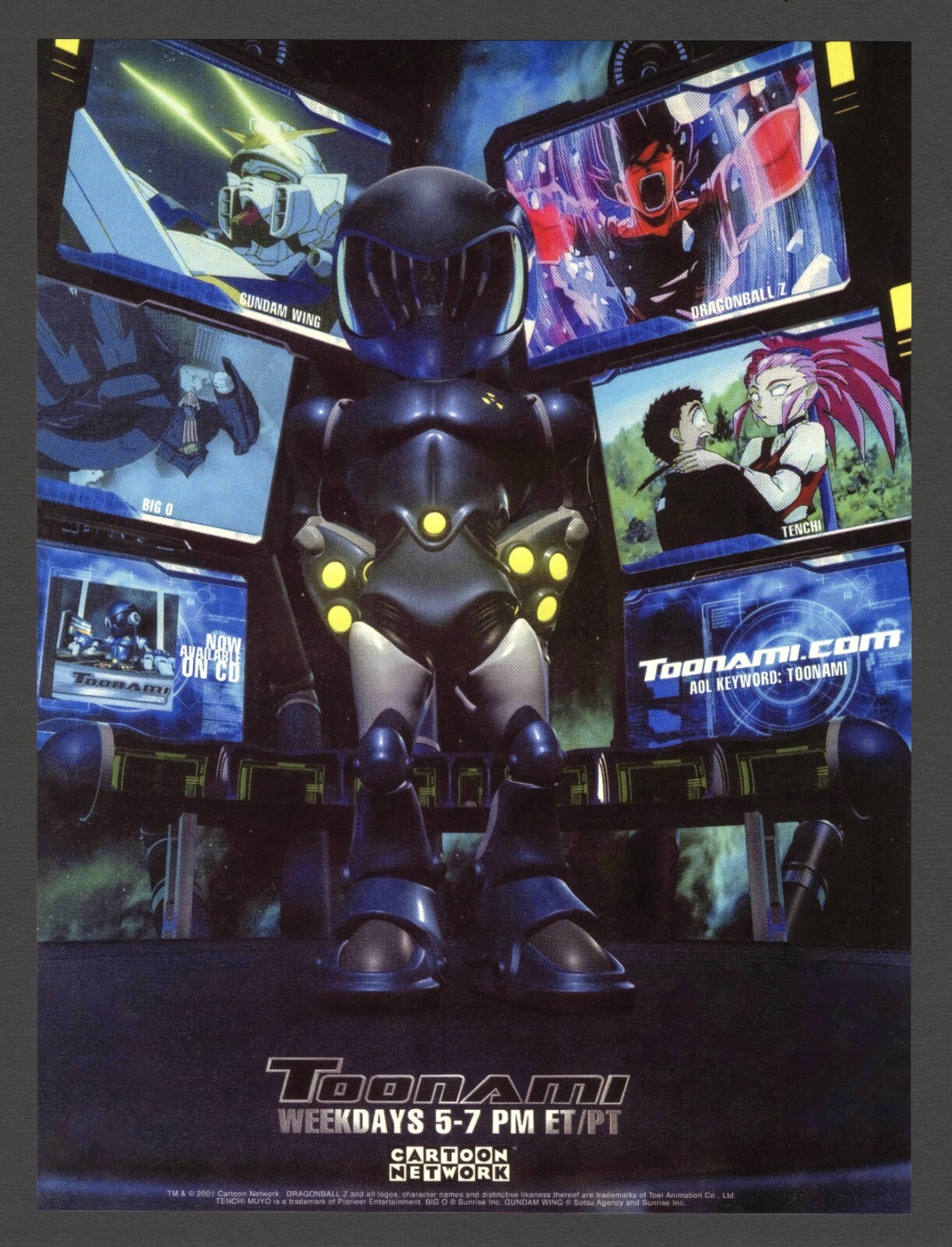 TOONAMI 2001 Gundam Wing Dragon Ball Z DBZ Tenchi Muyo Promo Ad Art Print Poster