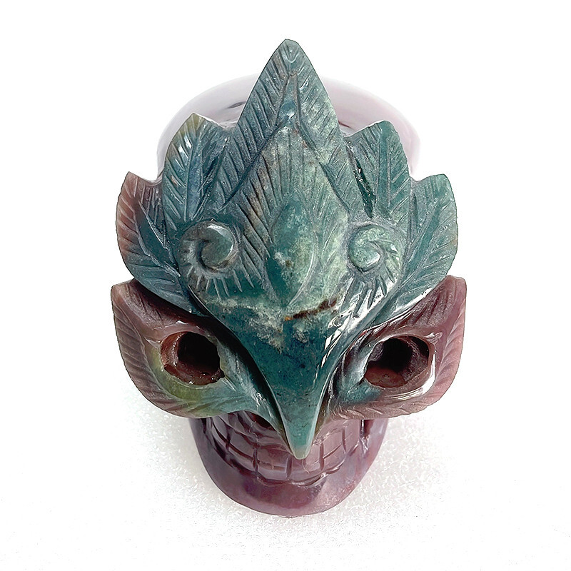 3.1\'\'  Indian Agate crystal gemstone Carved Mask Skull Cluster Skeleton Healing