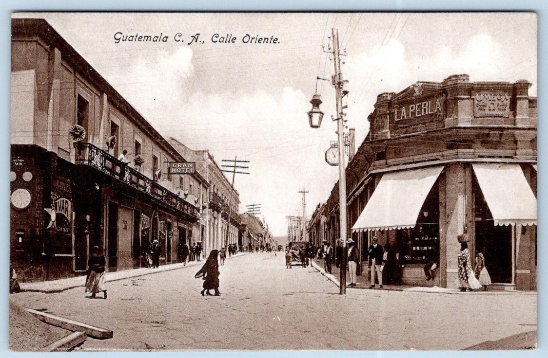 1910-20\'s GUATEMALA C.A. CALLE ORIENTE EAST STREET LA PERLA GRAN HOTEL POSTCARD