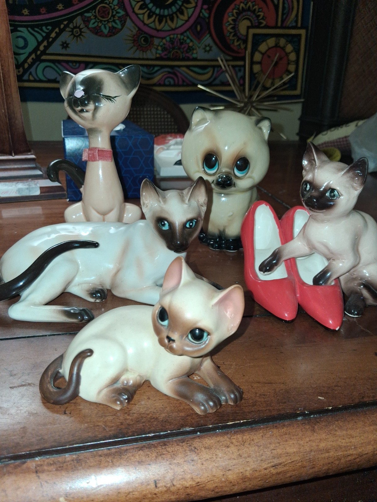 VINTAGE SIAMESE CAT FIGURINES lot (5) NORCREST