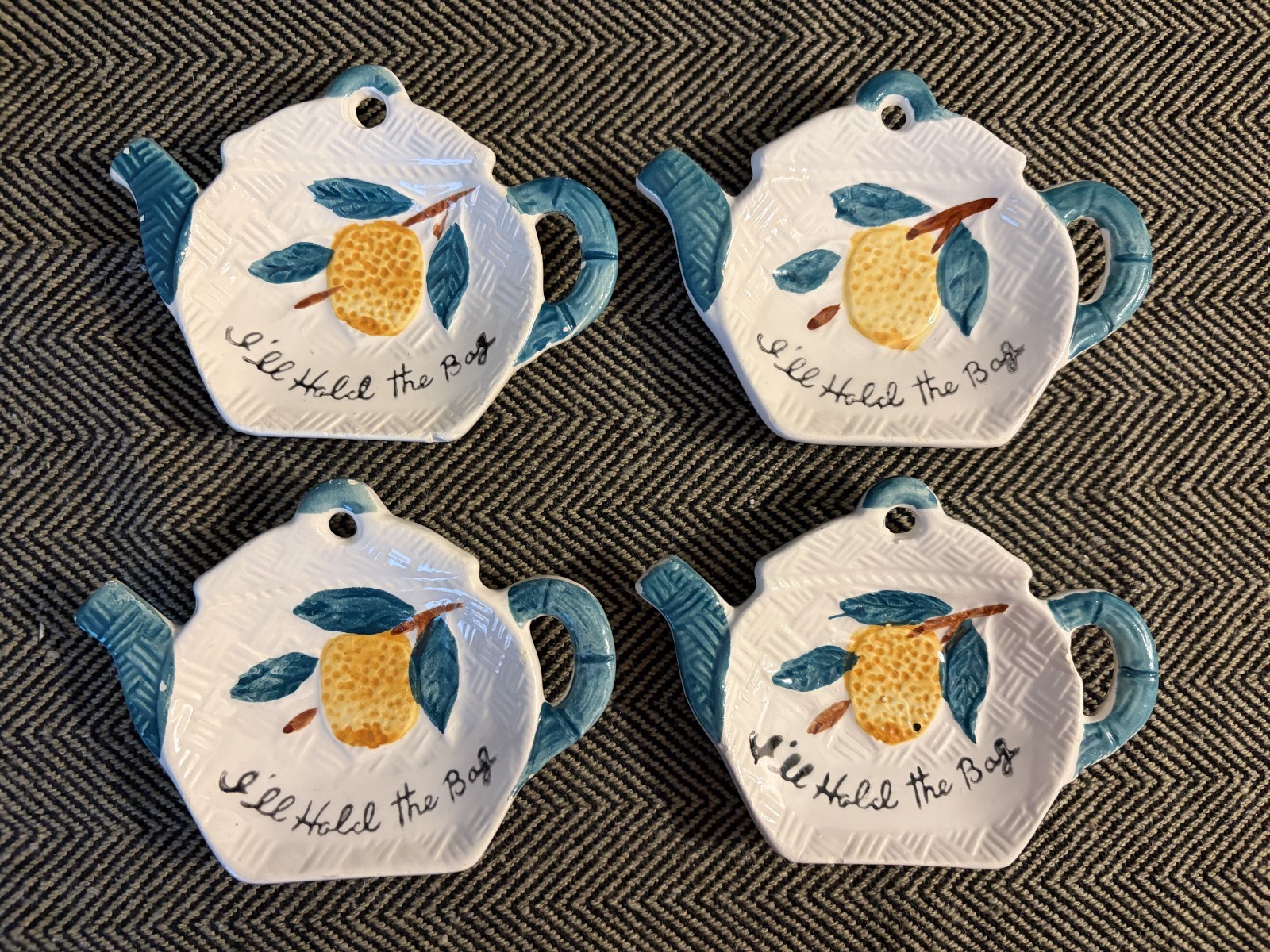 Vintage Tea Bag Holder Lemons 
