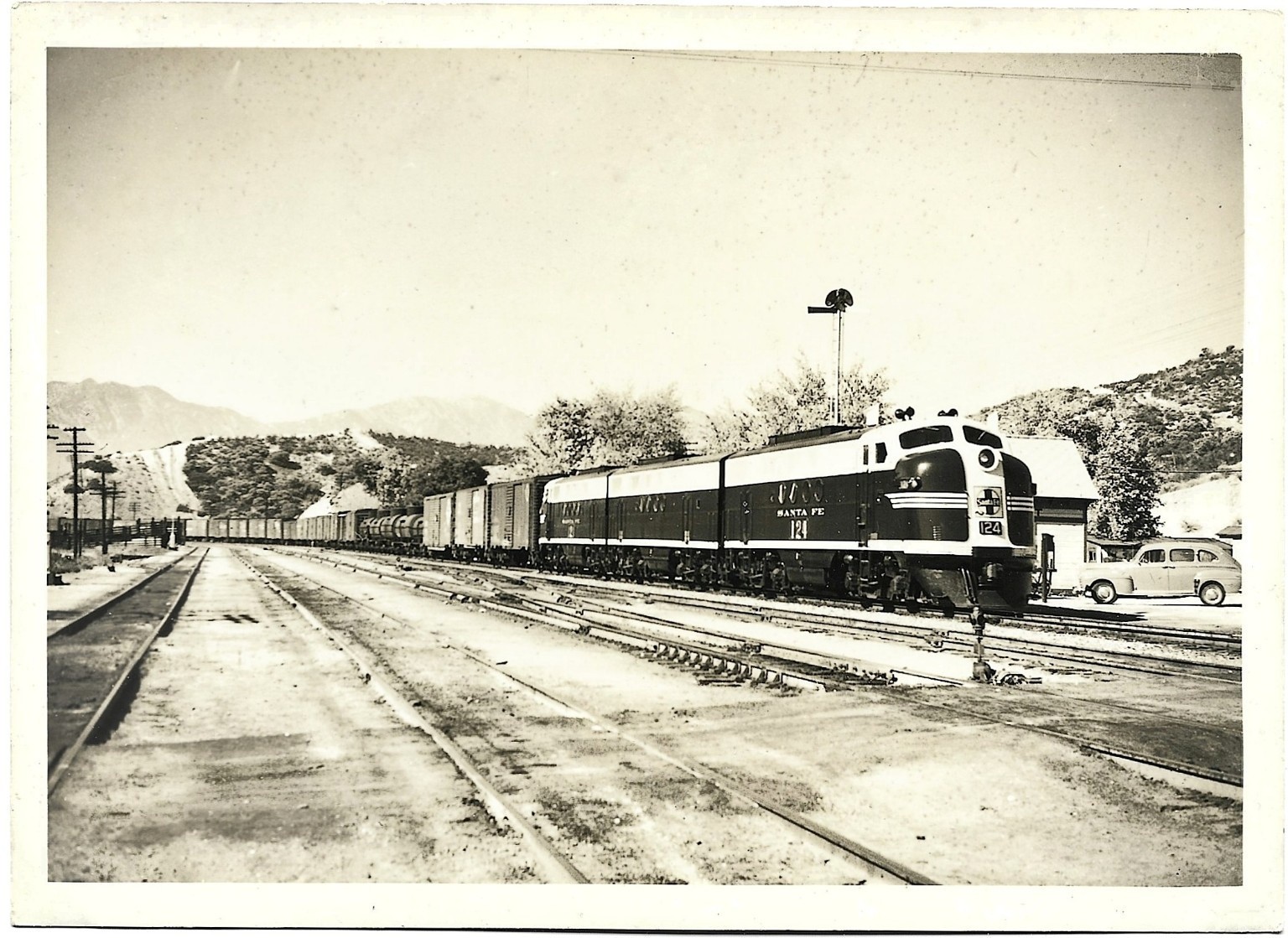 Vintage Photo ATSF Santa Fe DIESEL Train Summit Railroad Station El Cajon Pass