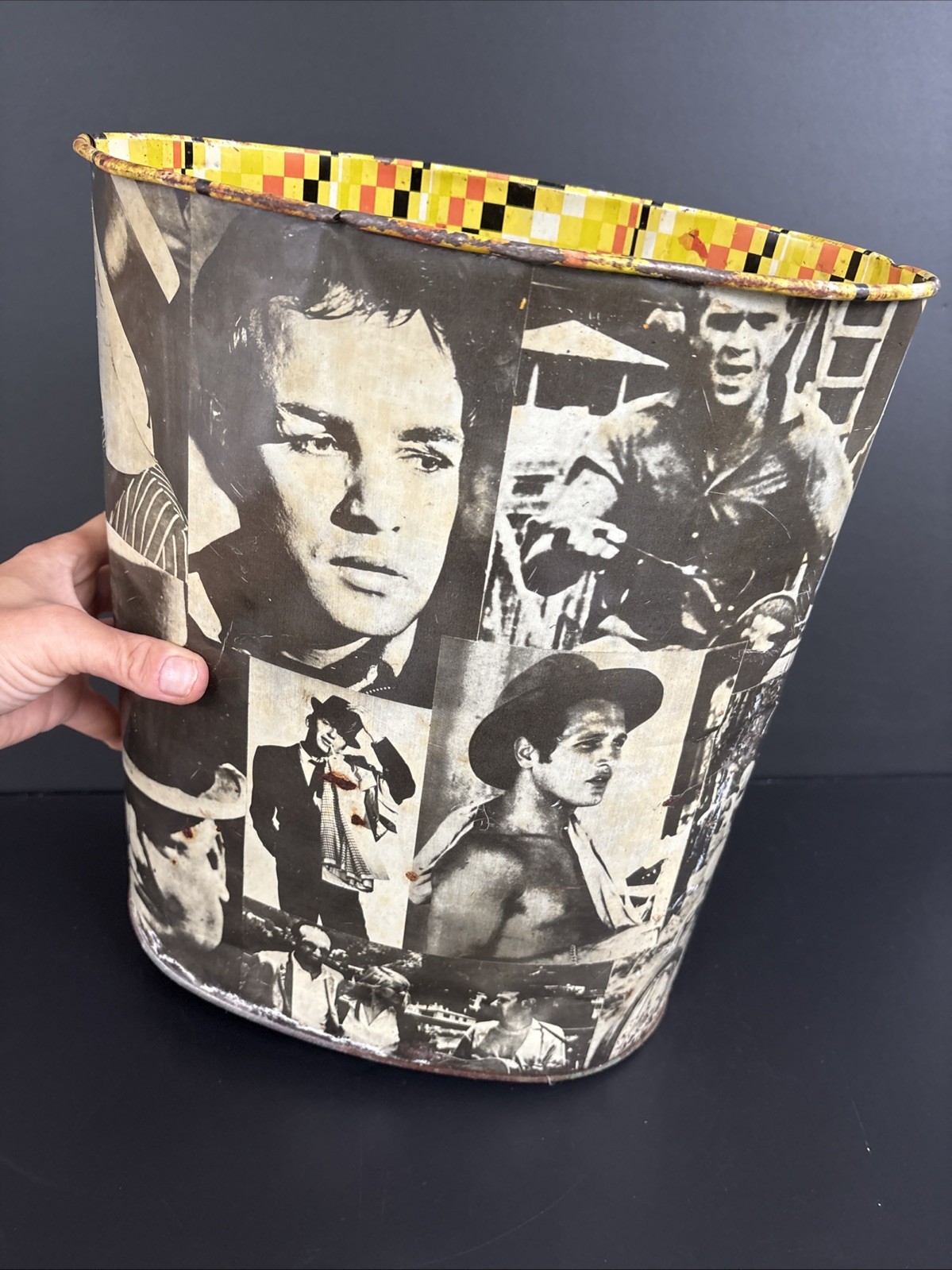 Marilyn Monroe Psychedelic Hollywood Movie Star Deco CHEINCO Metal TRASH CAN VTG