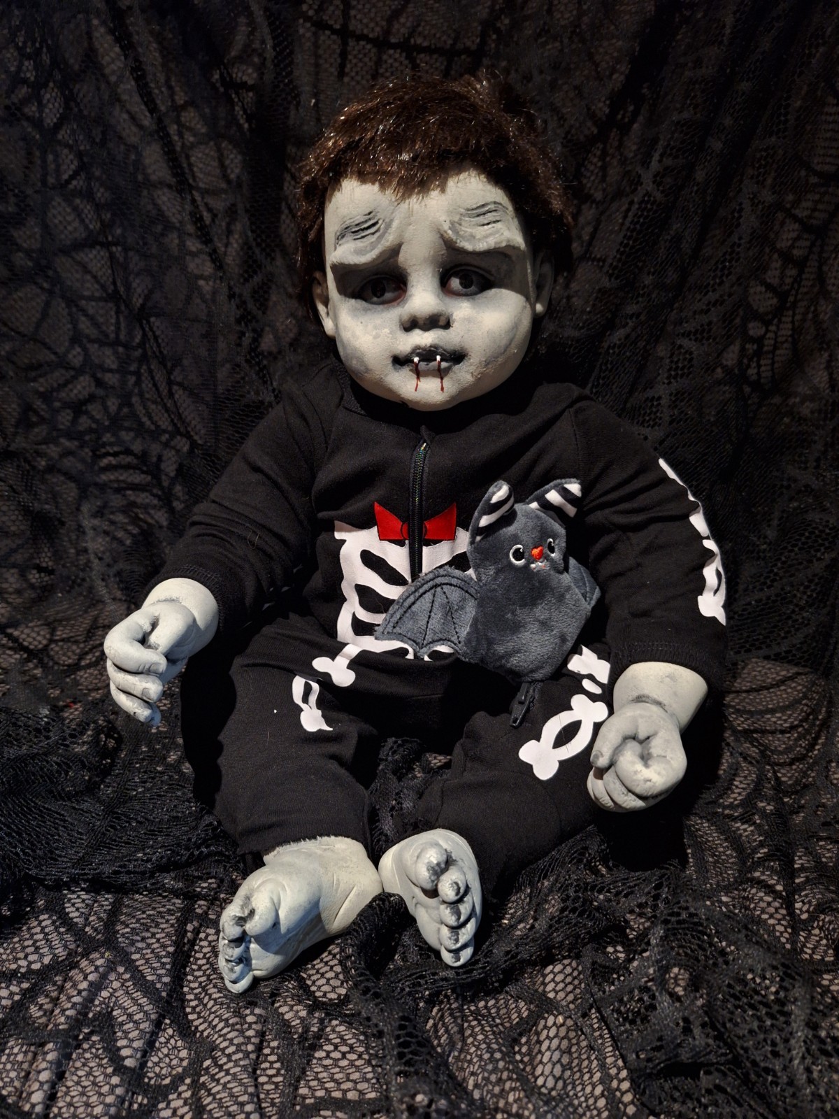 OOAK Creepy Doll Vampire 20 In Tall Movable Limbs Halloween Prop Handmade