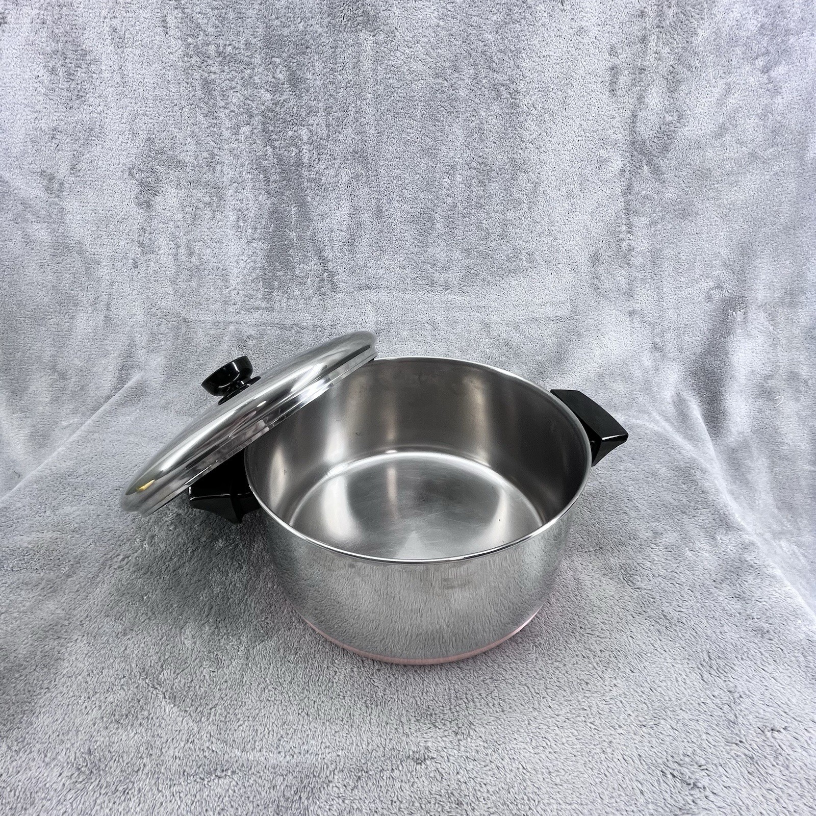 Vintage Revere Ware Stock Pot 4.5 QT 90F Copper Clad Bottom With Lid USA