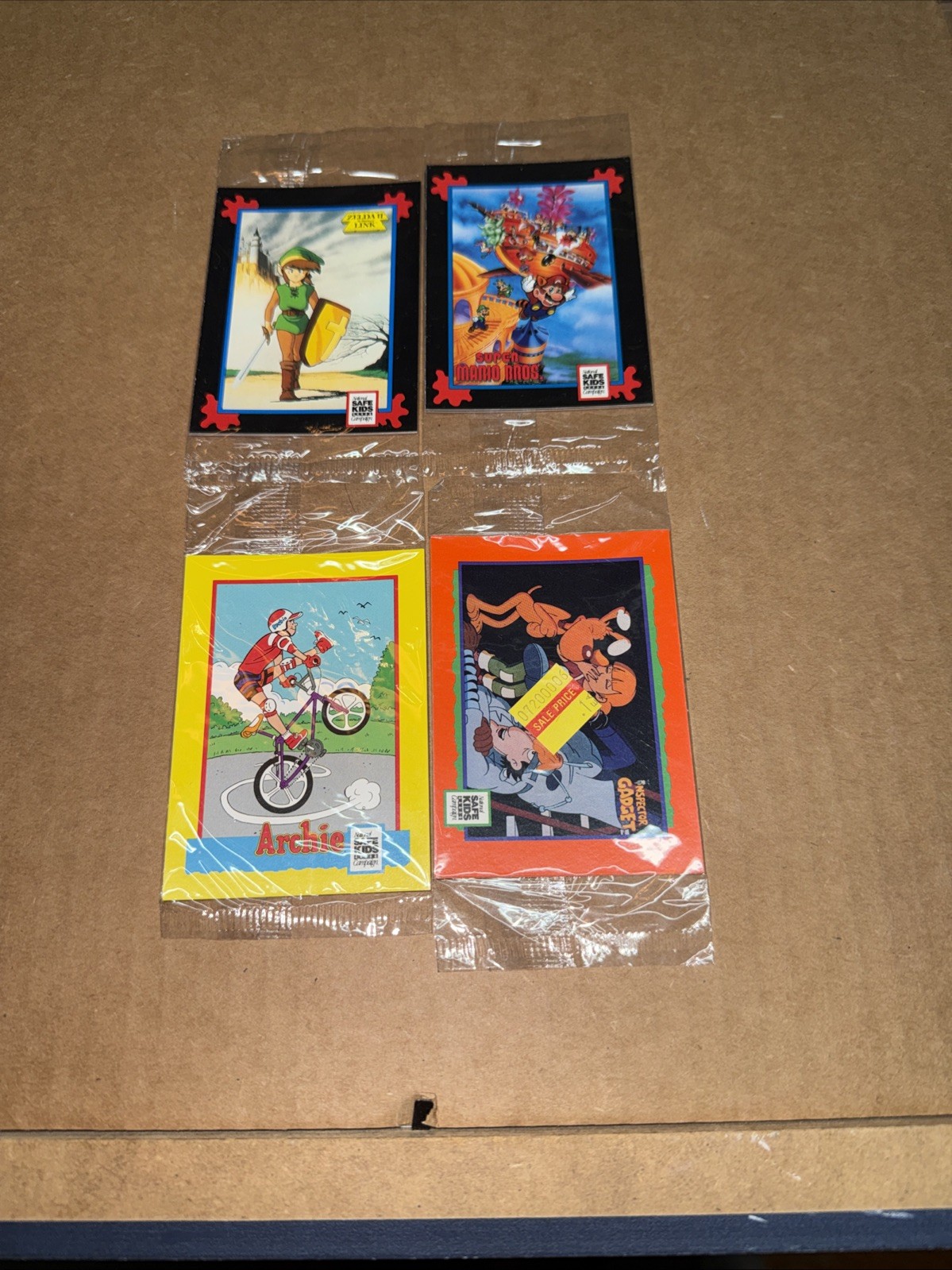 1991 Impel Safe Kids Cards Lot 4 Sealed Zelda Super Mario Archie Gadget Retro