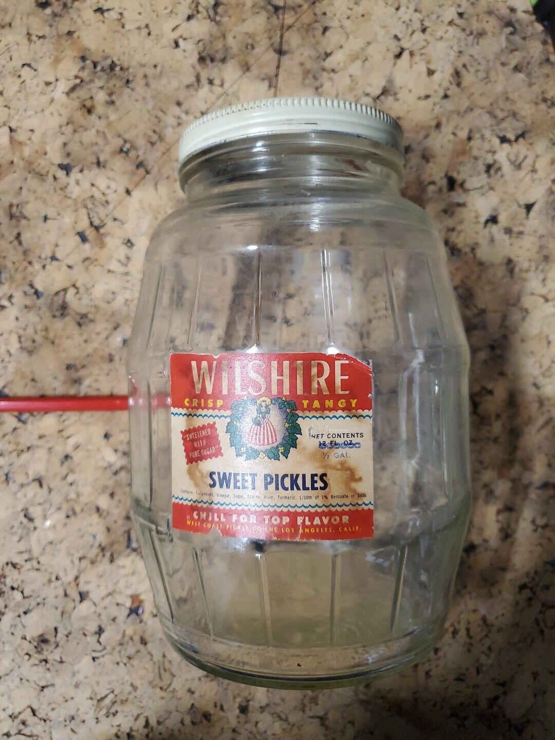 Vintage Wilshire Sweet Pickle Jar 1/2 Gal 8\