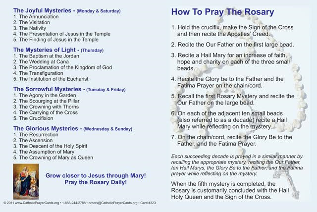 How to Pray the Rosary Holy Card 5 Pack, with Two Free Bonus Cards