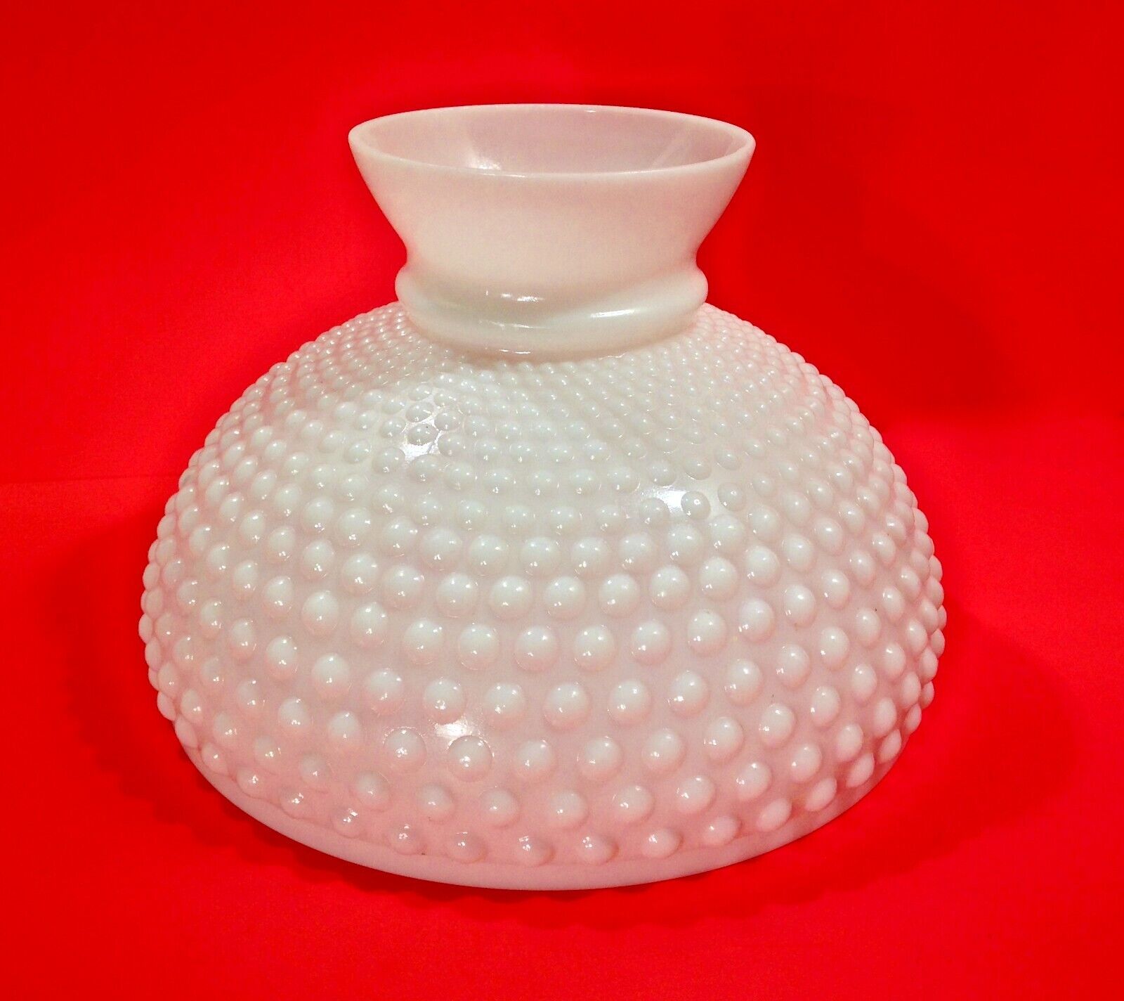 Vintage Aladdin Oil Kerosene Lamp Milk White Hobnail 9 3/4” Glass Shade Nice One