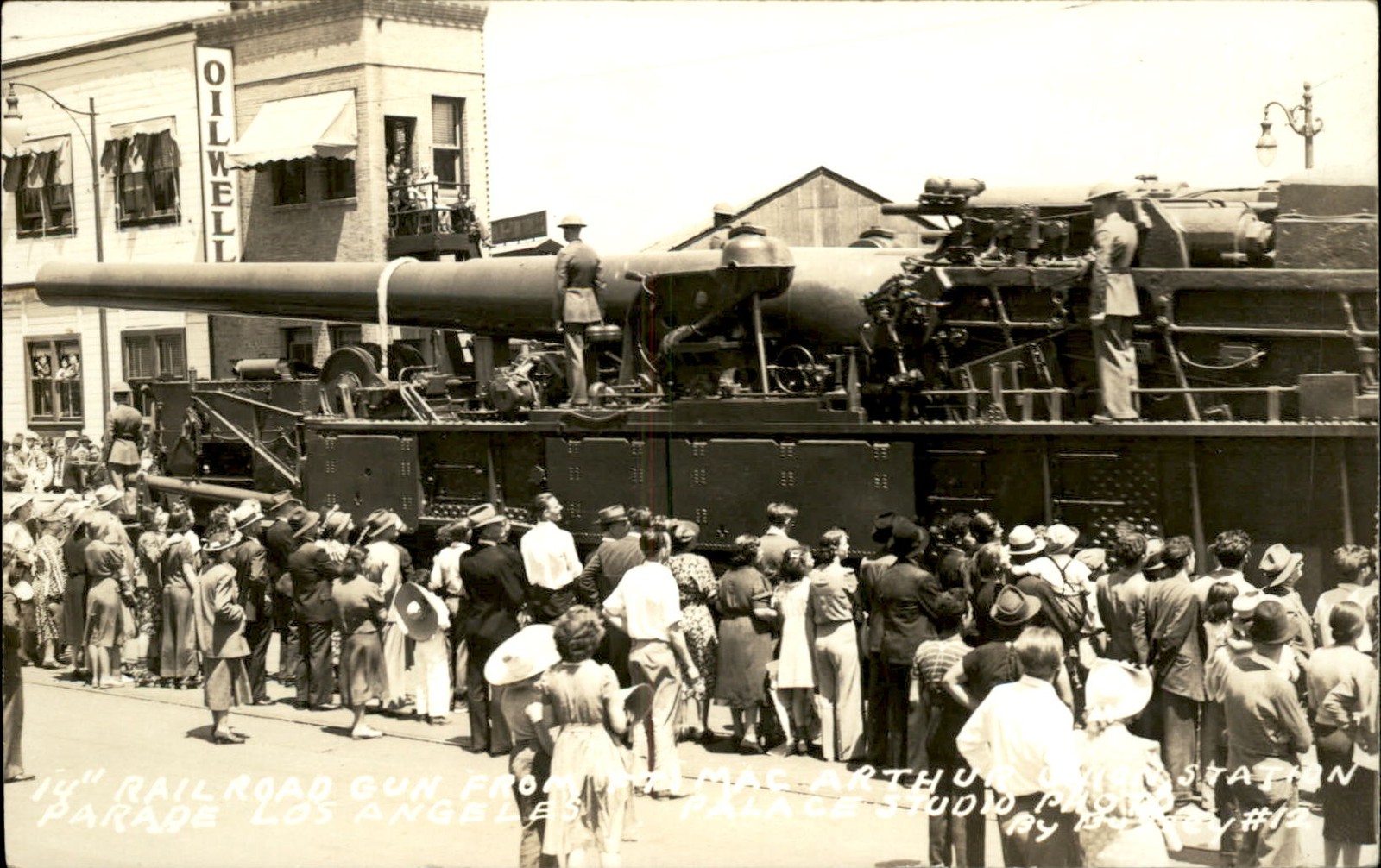 Los Angeles CA Railroad Gun Parade c1930s-40s Real Photo Vintage Postcard bhn