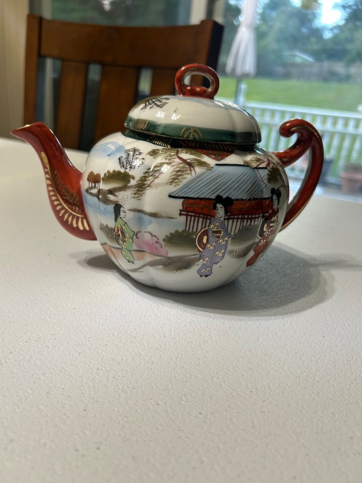 Antique Nippon Teapot: Hand-Painted Geisha Scene, Japanese Porcelain