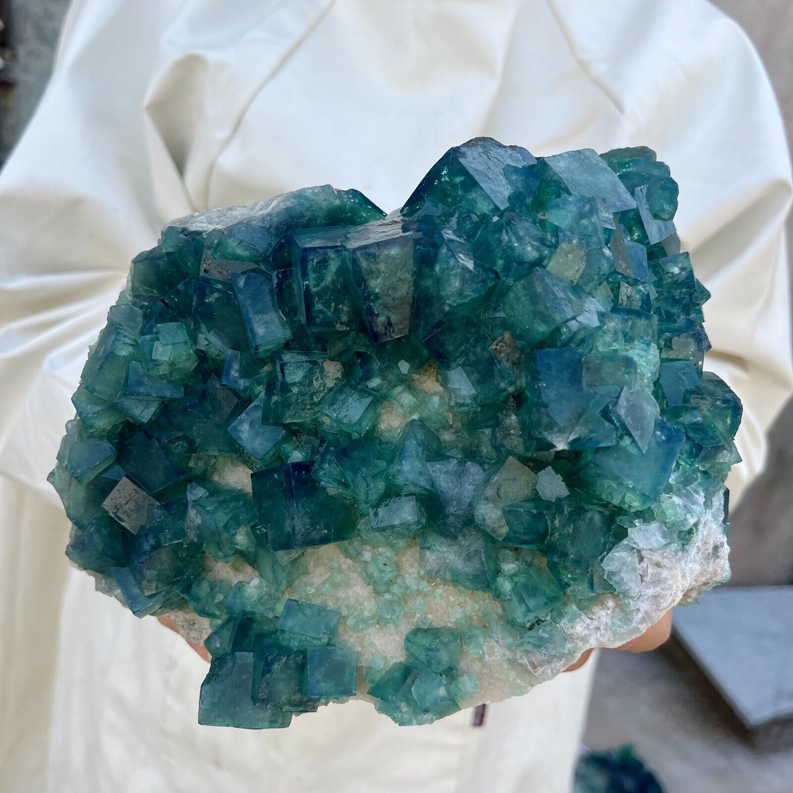 6.6lb Large NATURAL Green Cube FLUORITE Quartz Crystal Cluster Mineral Specimen