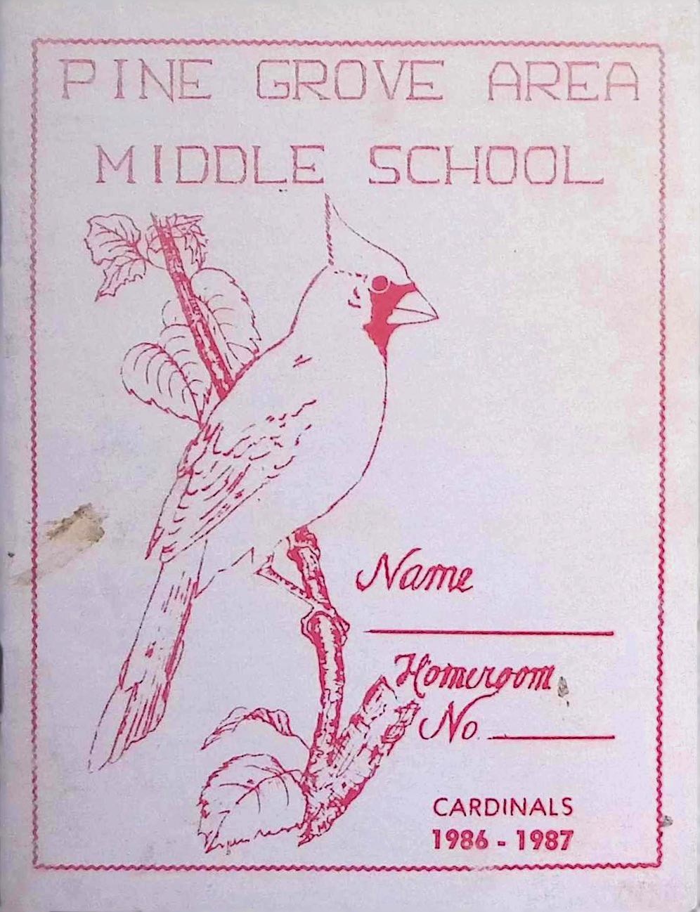 1986-1987 Pine Grove Area Middle School Student Handbook Schuylkill PA Cardinals 1986-1987 Pine Grove Area Middle School Student Handbook Schuylkill PA Cardinals