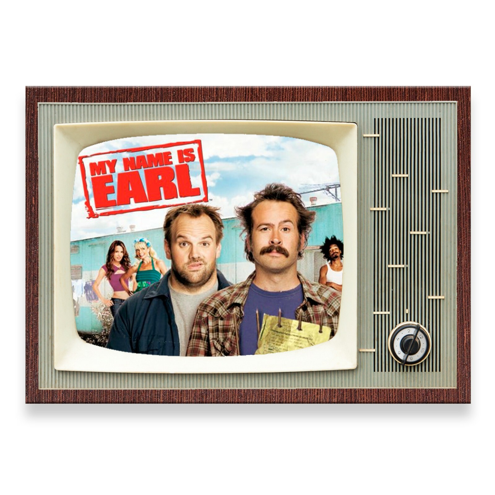 MY NAME IS EARL Retro TV Design 3.5 inches x 2.5 inches FRIDGE MAGNET 