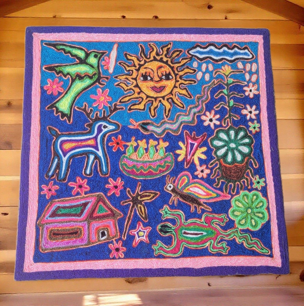 Rare Wixárika / Huichol Yarn Art Painting by Rosendo López García w/ Provenance
