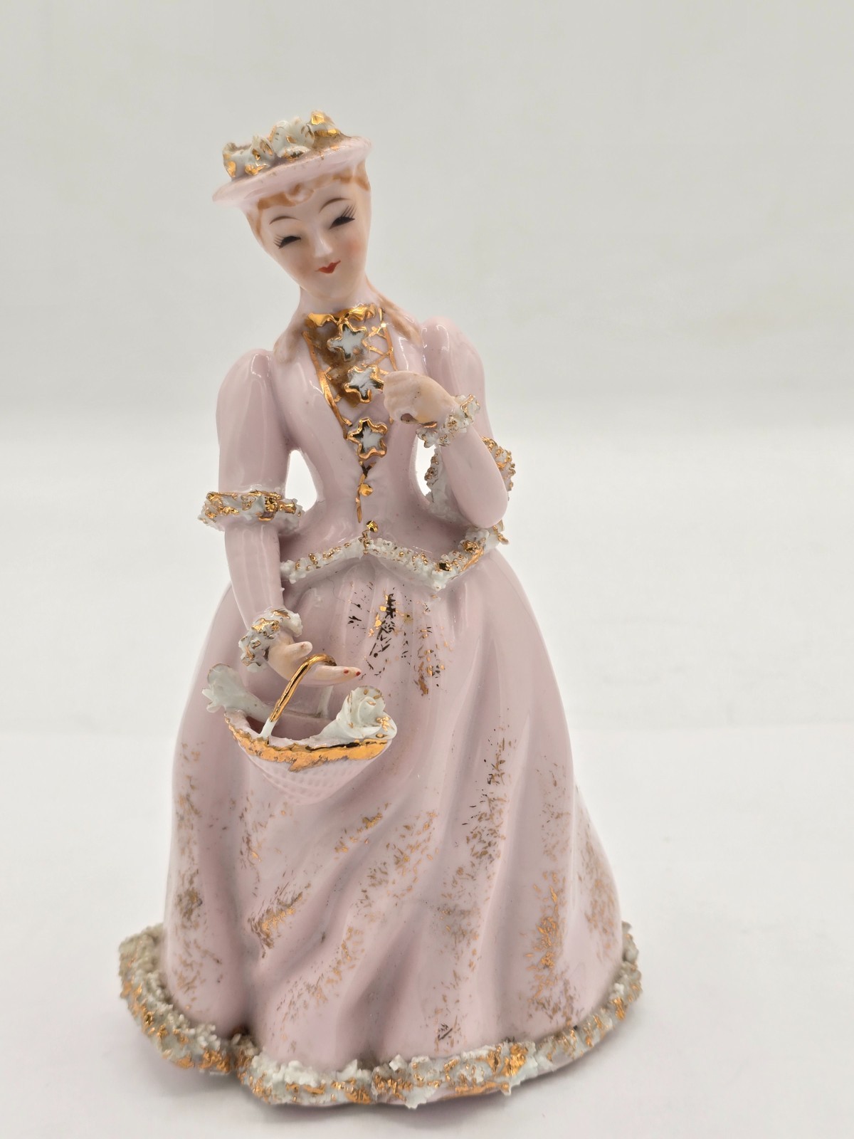 Vintage Lefton China Spaghetti Trim Porcelain PINK LADY 6\