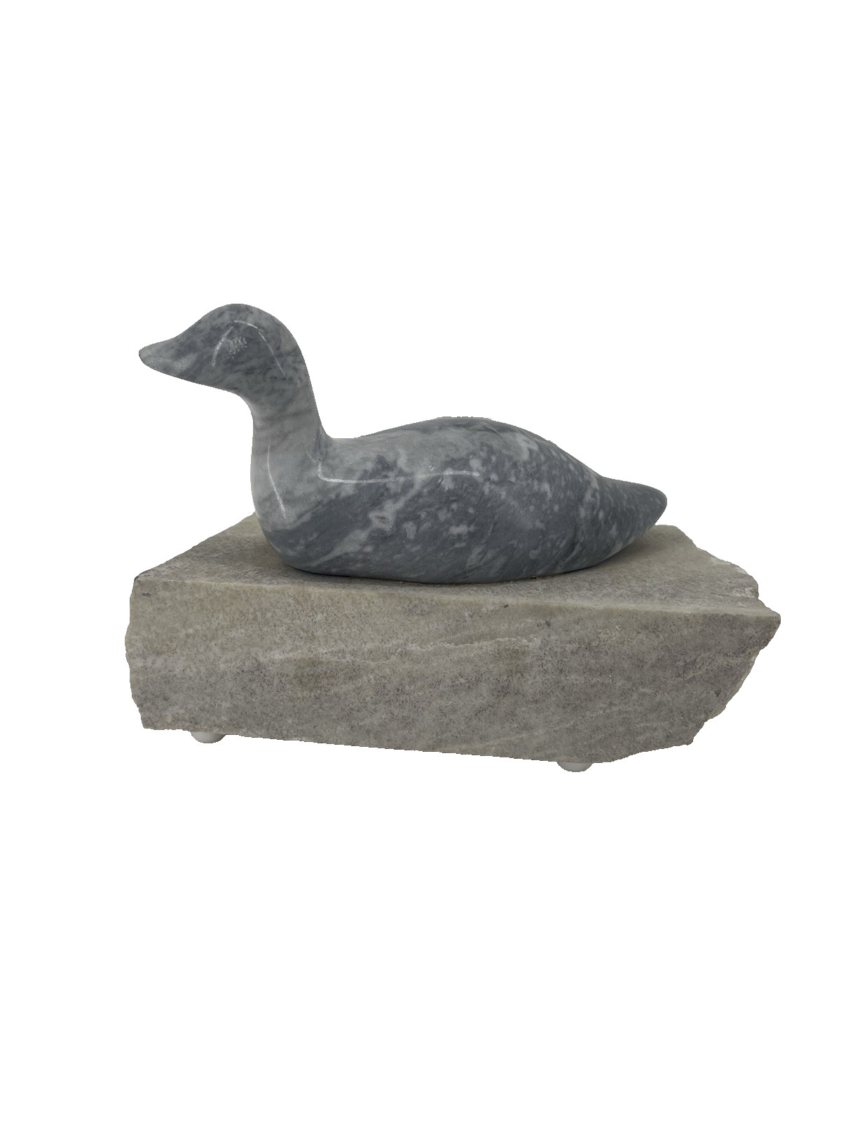 Signed Limited Edition Stone Goose Sculpture Marble Soapstone Bird Figurine