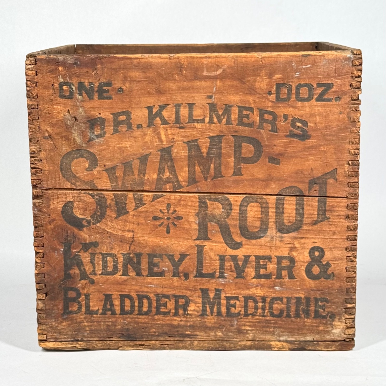 Antique Dr. Kilmer\'s Swamp Root Kidney, Liver & Bladder Medicine Bottle Crate Antique Dr. Kilmer\'s Swamp Root Kidney, Liver & Bladder Medicine Bottle Crate