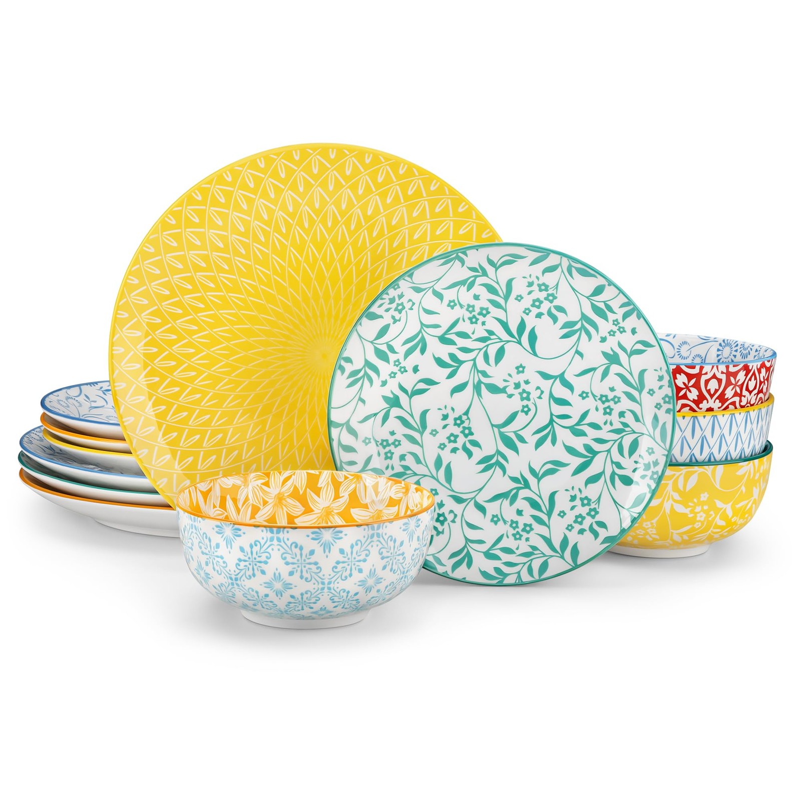 vancasso SELENE Plates and Bowls Set for 4, 12 12 Pcs (Service 4), Pastel vancasso SELENE Plates and Bowls Set for 4, 12 12 Pcs (Service 4), Pastel