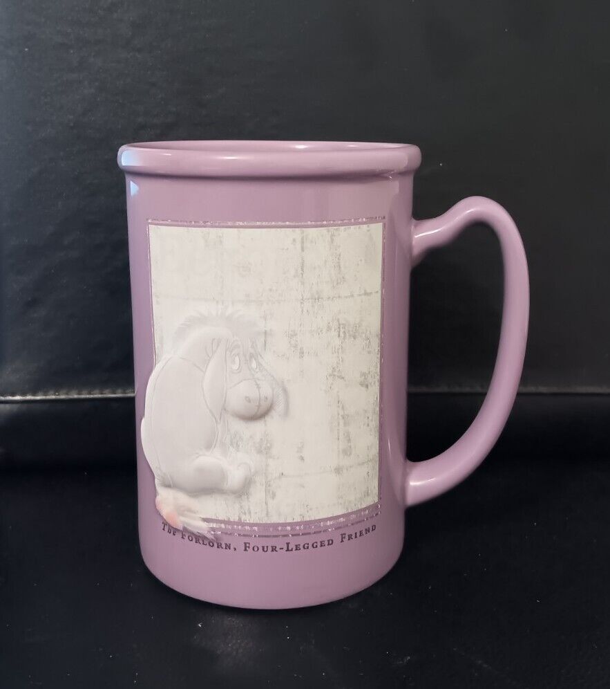 Disney Winnie The Pooh Eeyore Large 3D Coffee Tea Mug Cup Purple Faded Writing