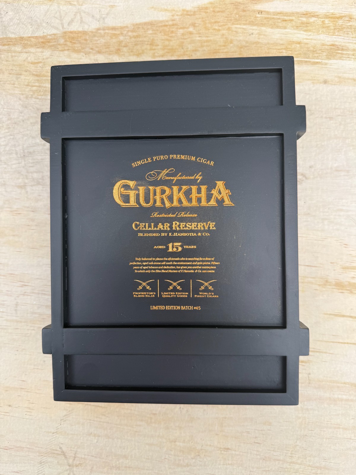 Gurkha Cellar Reserve 15YR Limited Edition Batch No 45 Empty Cigar Box