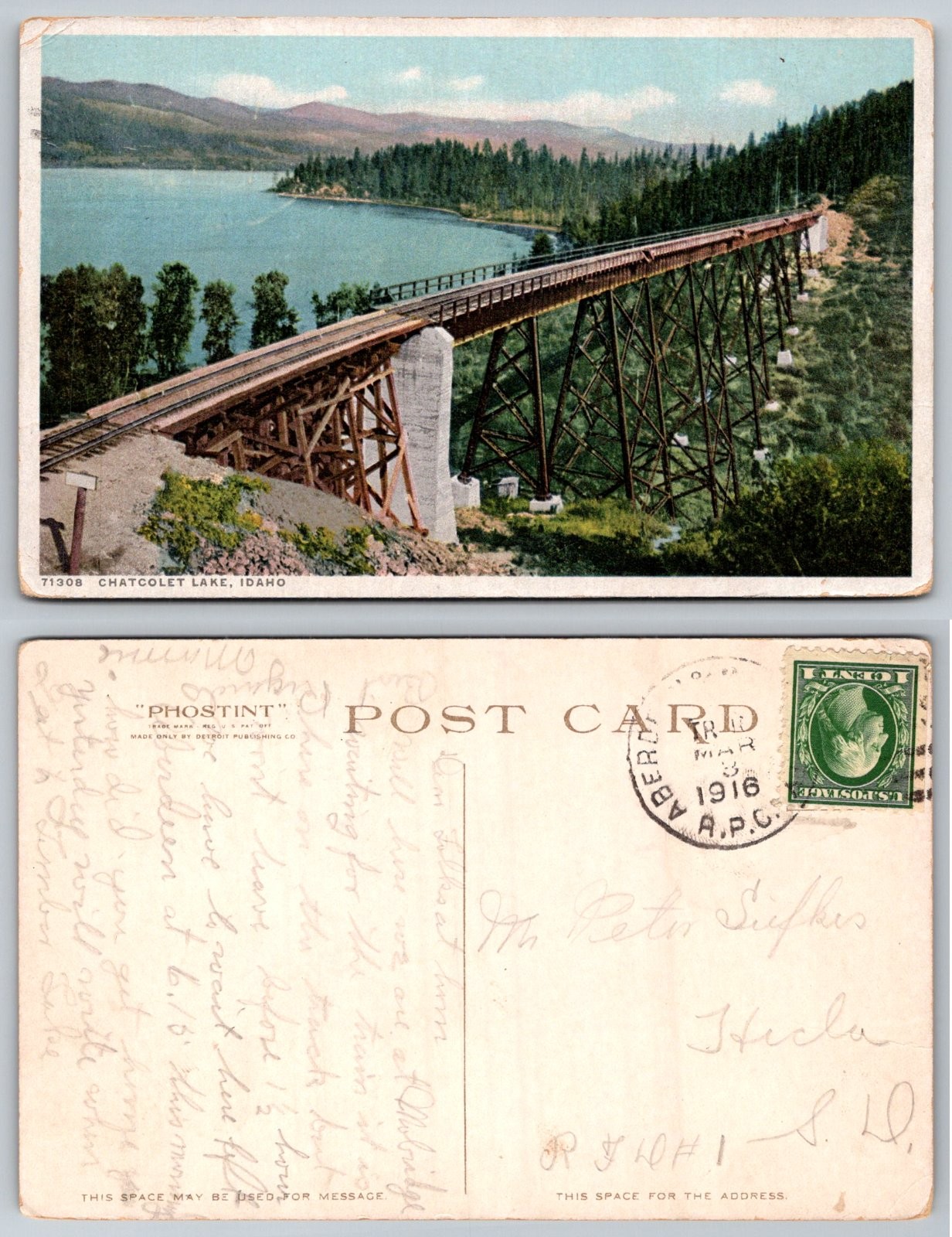 Chatcolet Lake Idaho Railroad Trestle Bridge Postcard PB346-Q