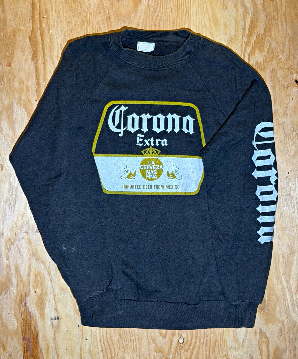 Vintage 80s Corona Extra Beer Crewneck Sweatshirt Black Large Westam Promo