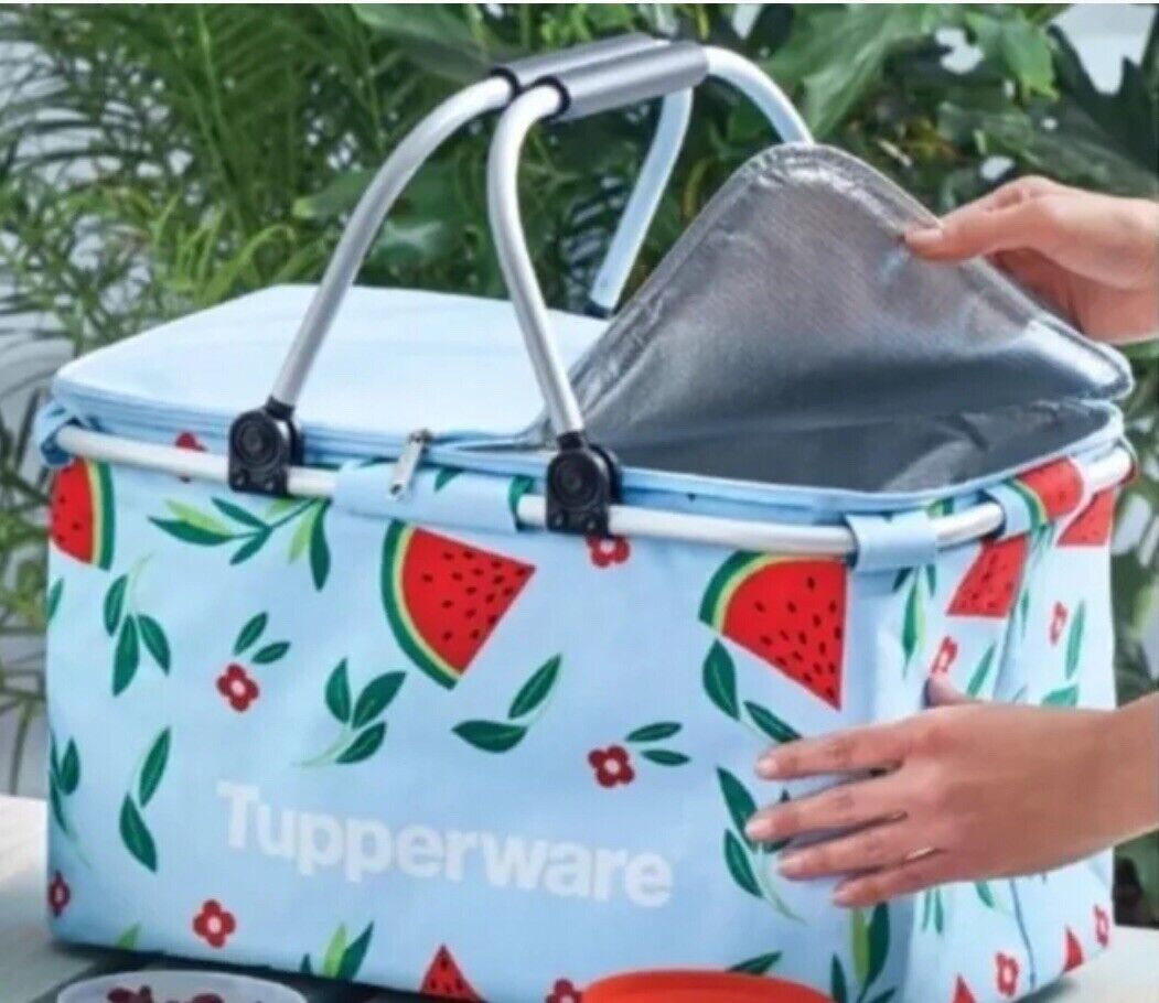 Tupperware Picnic Insulated Cooler Basket Watermelon Red Exclusive SEALED NEW