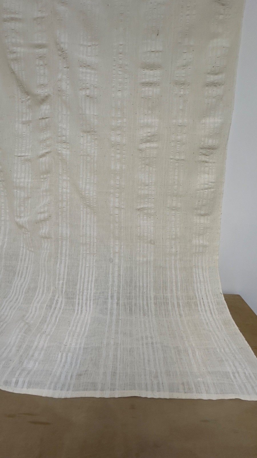 Vintage Handwoven Cotton Fabric Ecru 200x125 cm Rustic Loom Textile Natural Cott