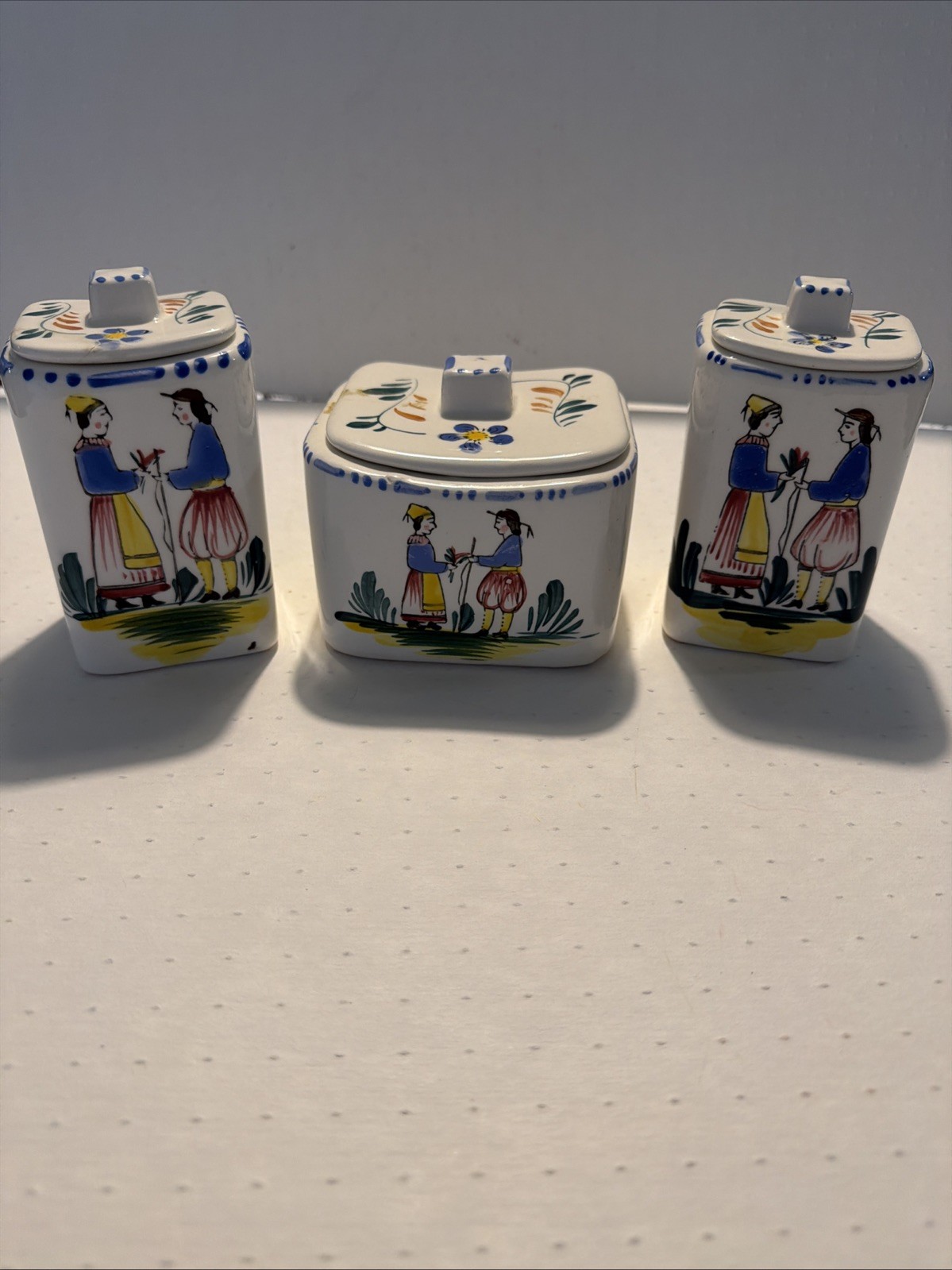 Vtg Moriyama Hand Painted 3 Piece Ceramic Set
